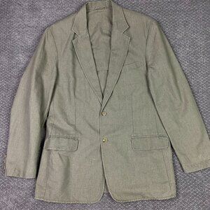 Vintage LL Bean Blazer Jacket Men's 40R Olive Green Cotton Linen